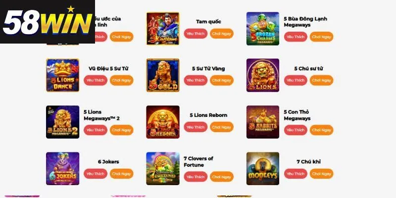 Nên cược slot game 58win nhiều dòng để nâng cao tỷ lệ thắng